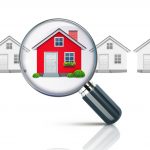 Vector illustration of real-estate concept with magnifying glass and your dream house